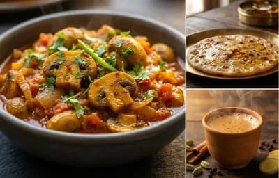 Mushroom Bhaji with Puran Poli
