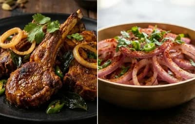 Mutton Chops Fry with Onion Salad
