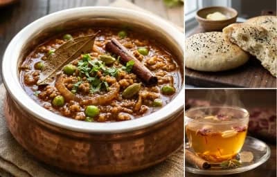 Mutton Keema Masala with Lavasa Bread and Kahwa