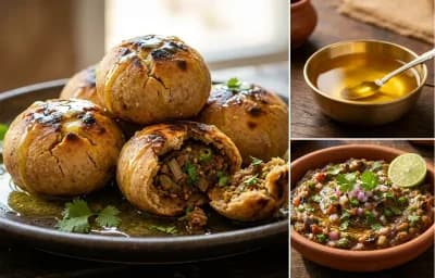 Mutton Litti with Ghee and Baingan Chokha