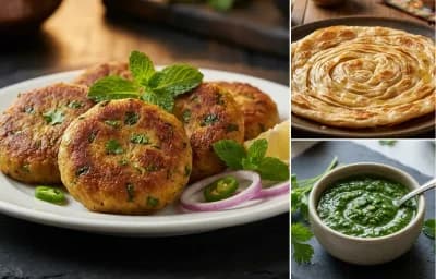 Mutton Shami Kebab with Laccha Paratha and Coriander Mint Chutney