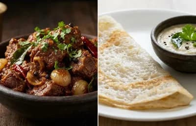 Mutton Sukka with Neer Dosa