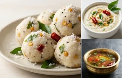 Pundi Gatti with Coconut Chutney and Rasam