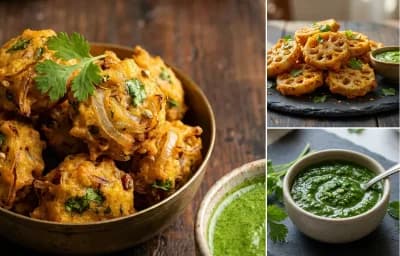 Bhee Pakora with Coriander Mint Chutney