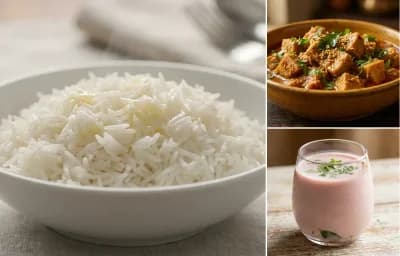 Steamed Basmati Rice with Ponsa Gharayi and Sol Kadhi