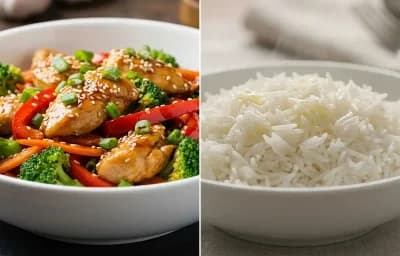 Teriyaki Chicken Stir-fry with Steamed Basmati Rice