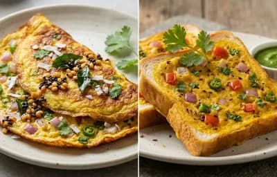 Udupi Egg Omelette with Bread Toast