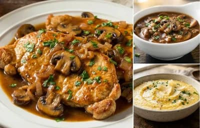 Veal Marsala with Mushroom Sauce and Parmesan Polenta