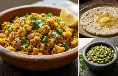 Zunka with Jowar Bhakri and Green Chili Thecha