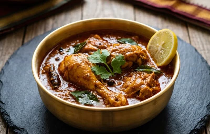 Andhra Kodi Kura, Pulka Roti and Onion Salad - Recipe 1