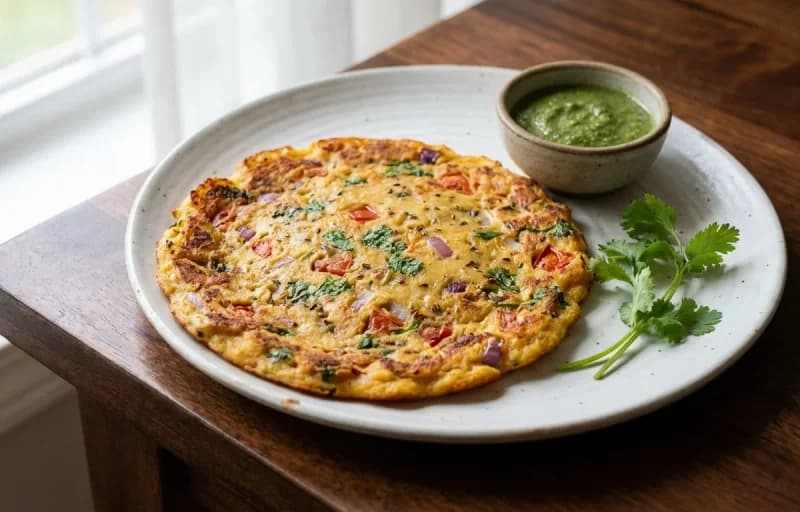 Besan jo Chilro with Coriander Mint Chutney - Recipe 1