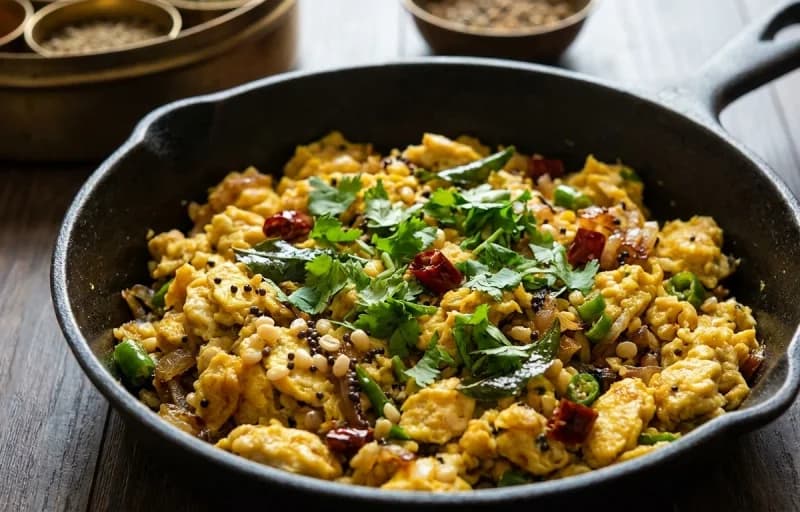 Chettinad Egg Scramble with Chapati - Recipe 1