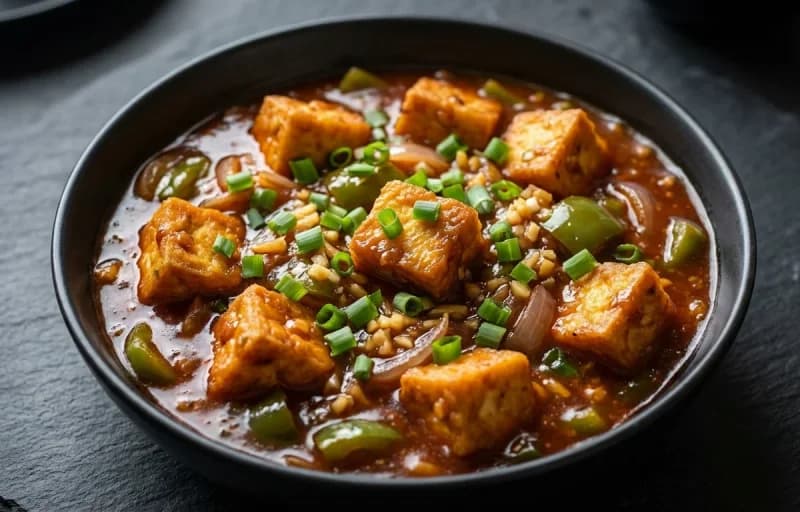 Chilli Tofu Gravy with Steamed Basmati Rice - Recipe 1