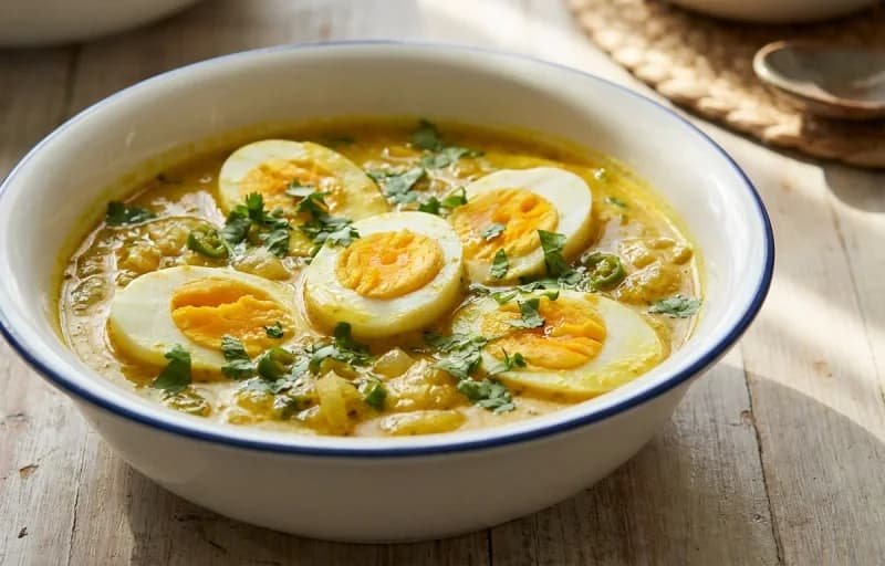 Egg Caldin, Steamed Basmati Rice and Beans Foogath - Recipe 1