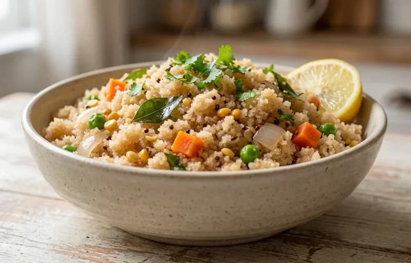 Godhuma Rava Upma with Egg Fry - Recipe 1