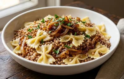 Kasha Varnishkes with Onions