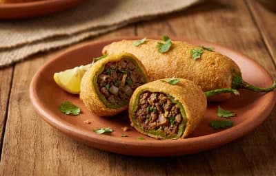 Mutton Keema Stuffed Mirchi Vada