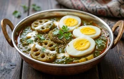Nadru Palak with Eggs