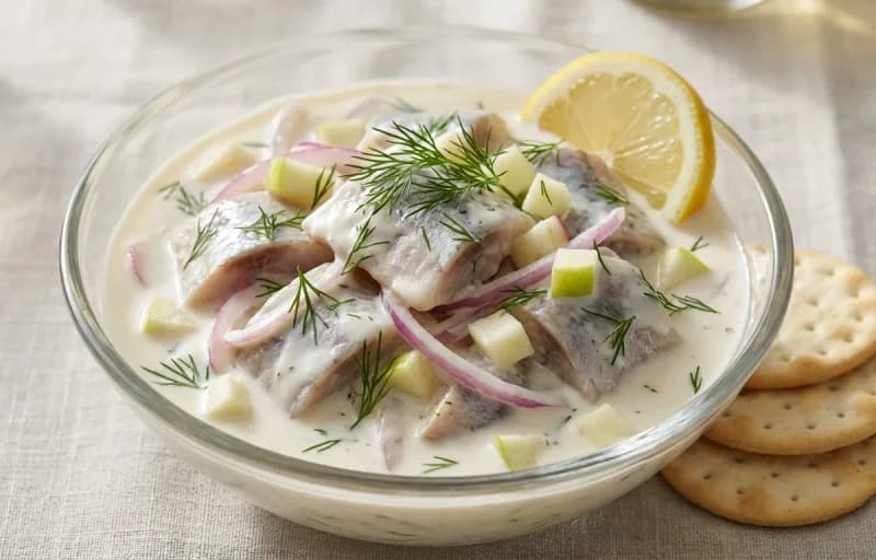 Pickled Herring in Cream Sauce with Rye Crackers - Recipe 1