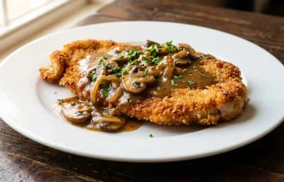 Pork Schnitzel with Mushroom Gravy