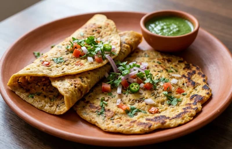 Sattu Cheela with Coriander Chutney - Recipe 1