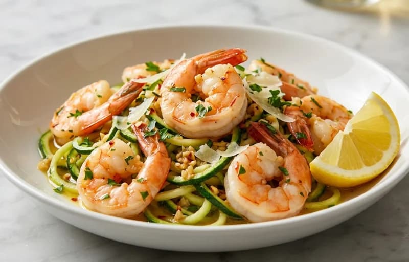 Shrimp Scampi with Zucchini Noodles with Garlic Bread - Recipe 1