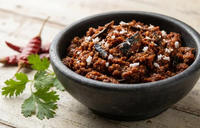 Sukka Bangda Chutney, Jowar Bhakri and Sol Kadhi - Recipe 1