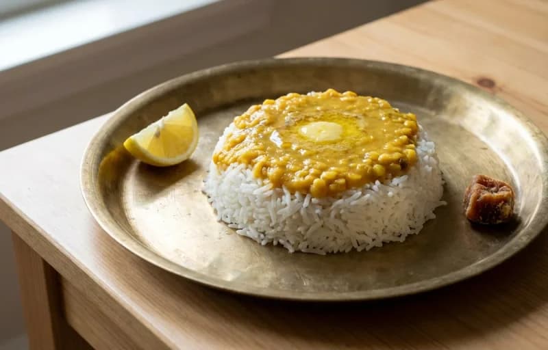 Varan Bhaat, Masala Omelette and Roasted Papad - Recipe 1