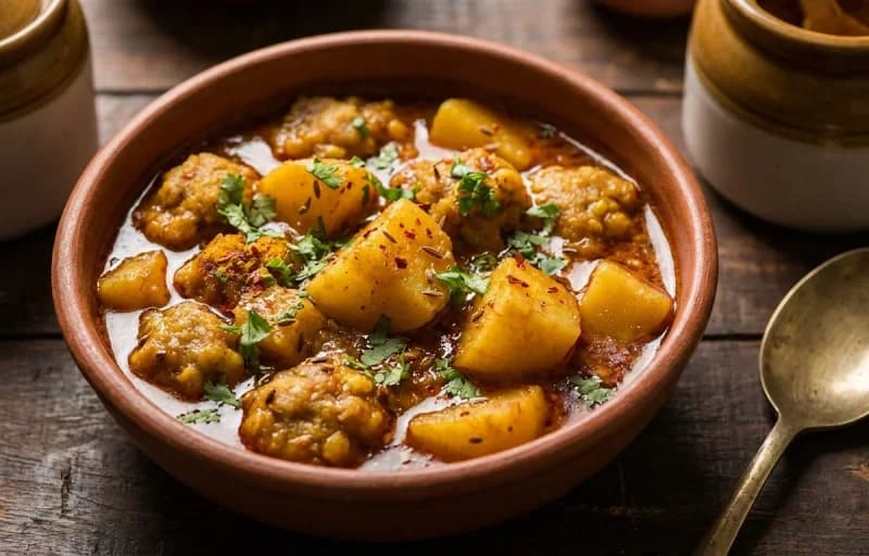 Varyun Patata, Steamed Basmati Rice and Moong Dal Tadka - Recipe 1