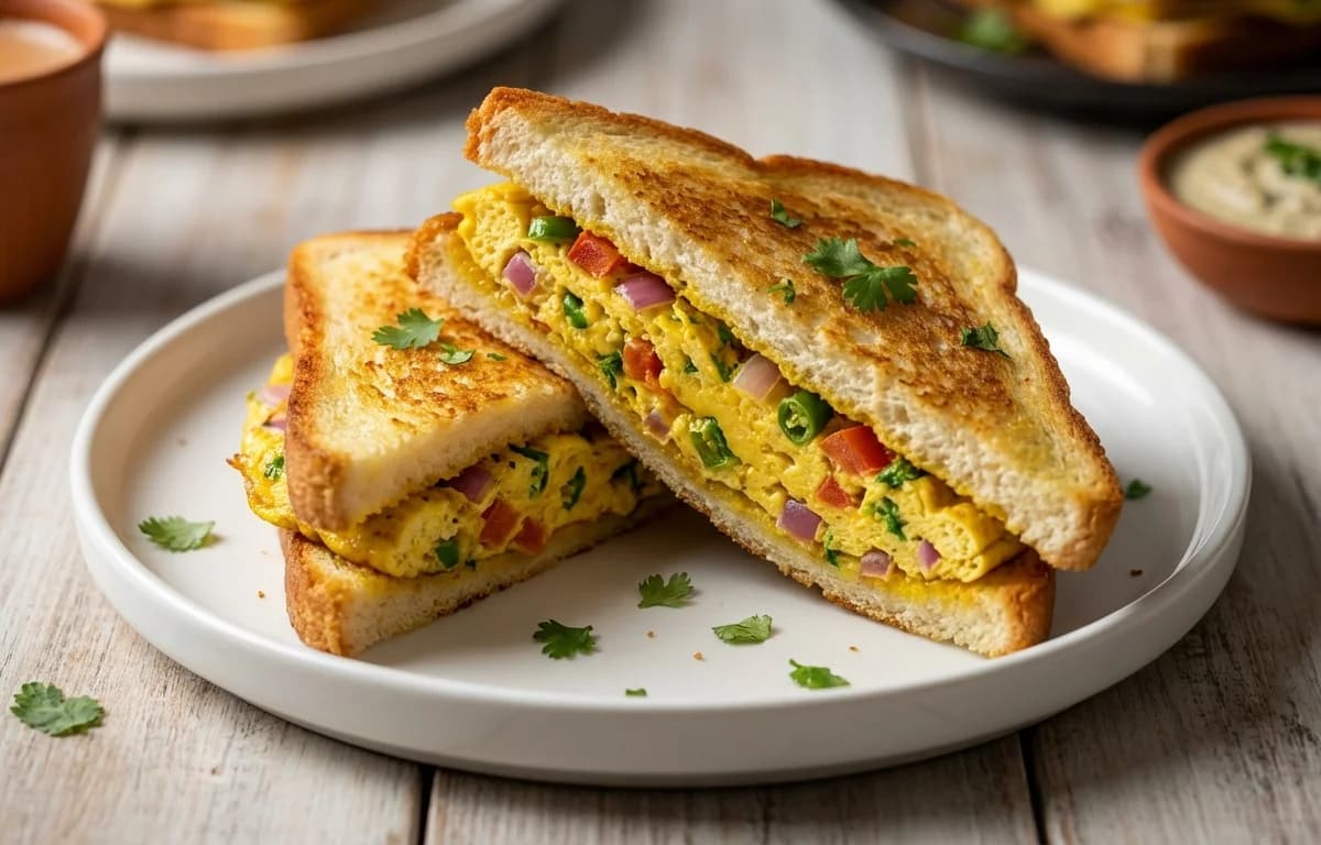Andhra Masala Omelette Sandwich