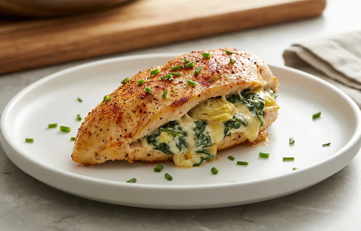 Artichoke Spinach Stuffed Chicken