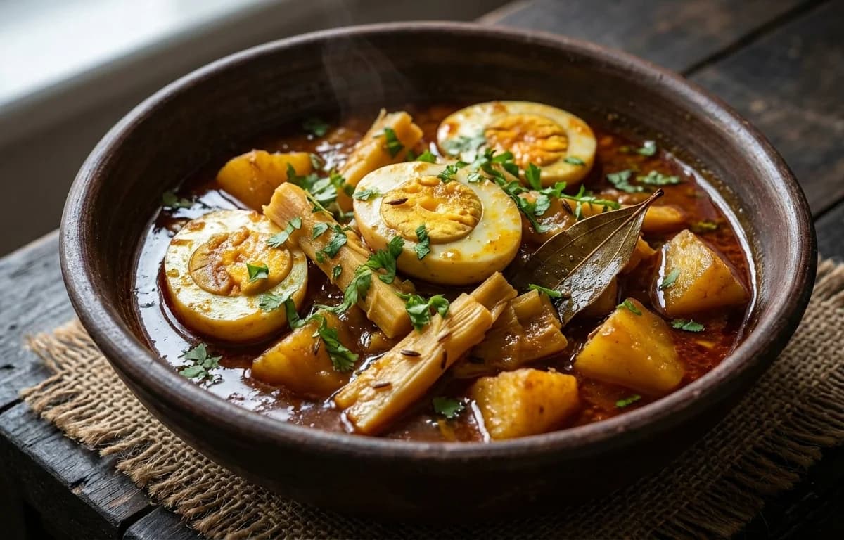 Assamese Bamboo Shoot Egg Curry