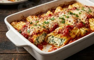 Baked Manicotti with Marinara Sauce