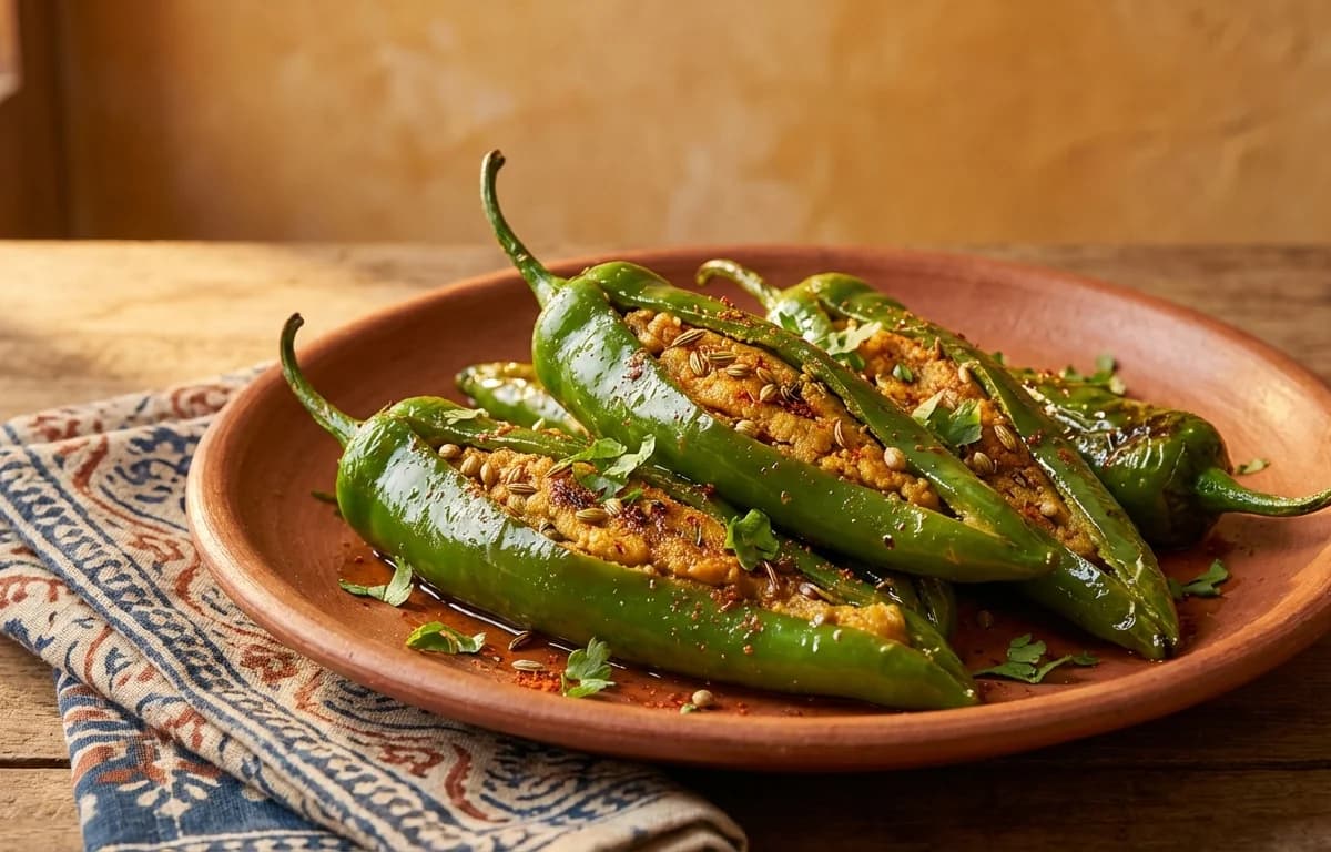 Besan Stuffed Green Chilli Fry