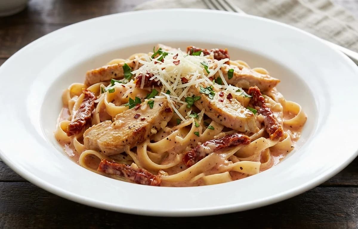 Chicken and Sun-Dried Tomato Fettuccine