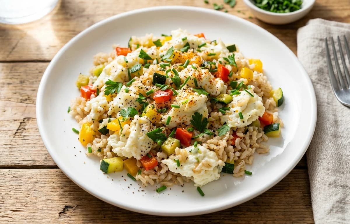 One-Pot Egg White Scramble with Rice