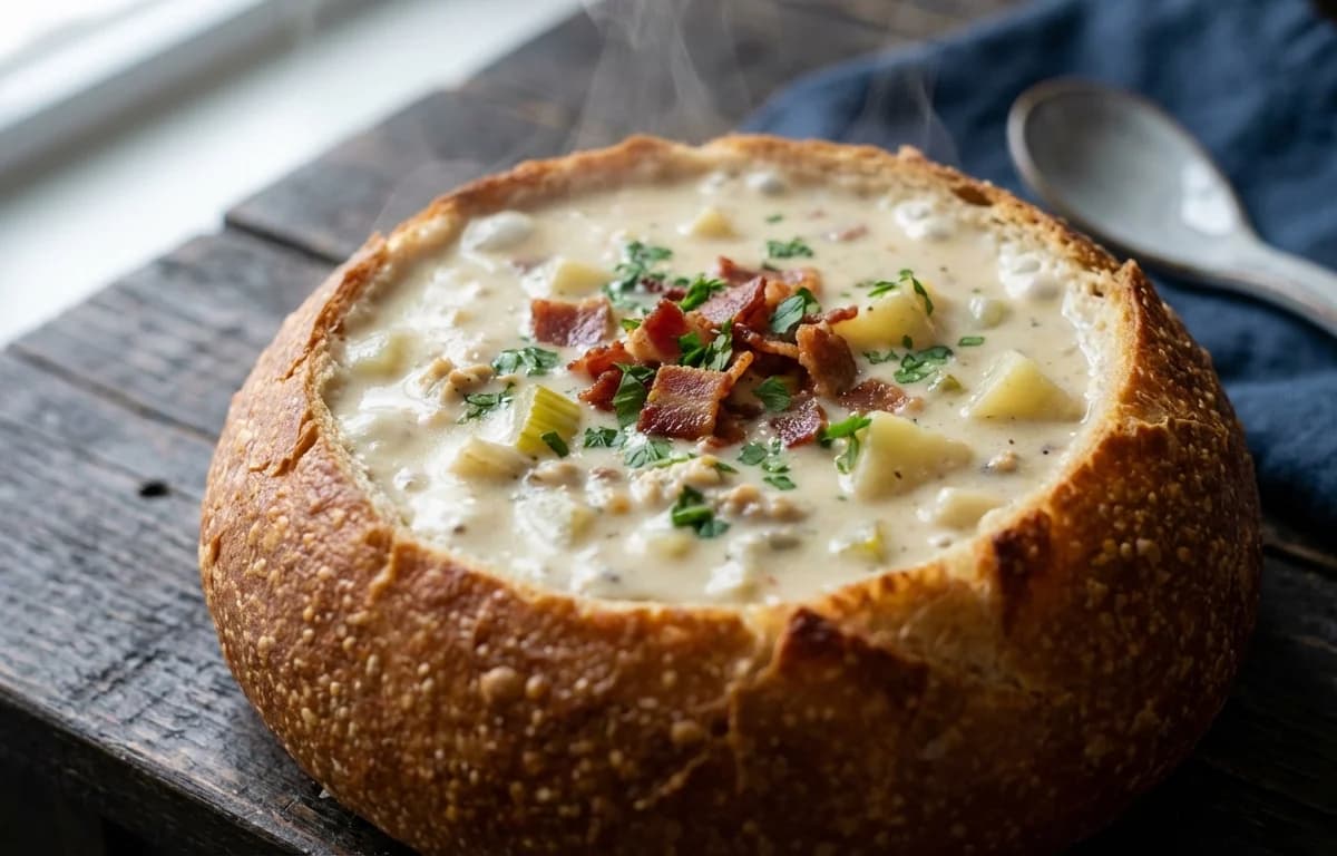 Clam Chowder in a Bread Bowl