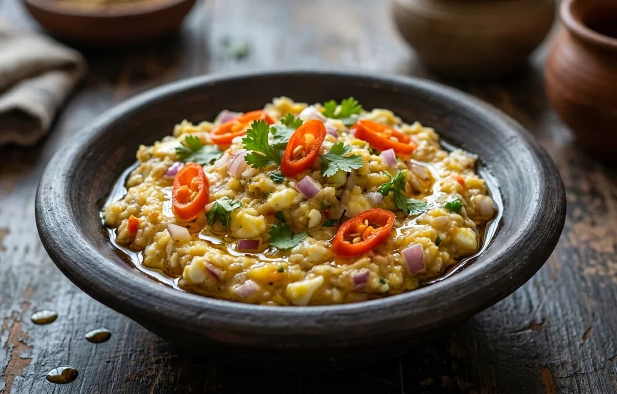 Egg Pitika with Bhoot Jolokia