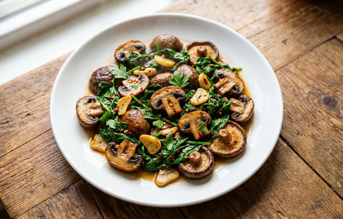 Garlicky Mushroom and Spinach Skillet