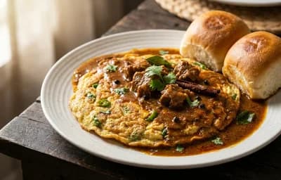 Goan Ros Omelette with Mutton Gravy