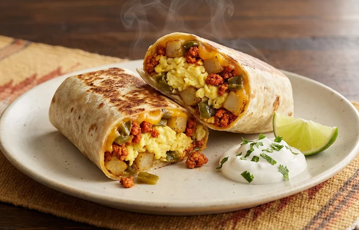 Green Chile and Chorizo Breakfast Burrito
