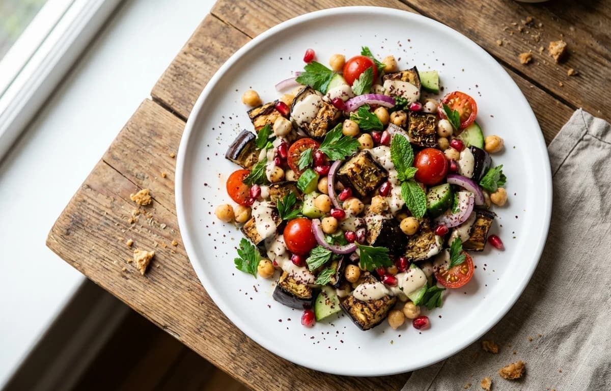 Roasted Eggplant and Chickpea Salad