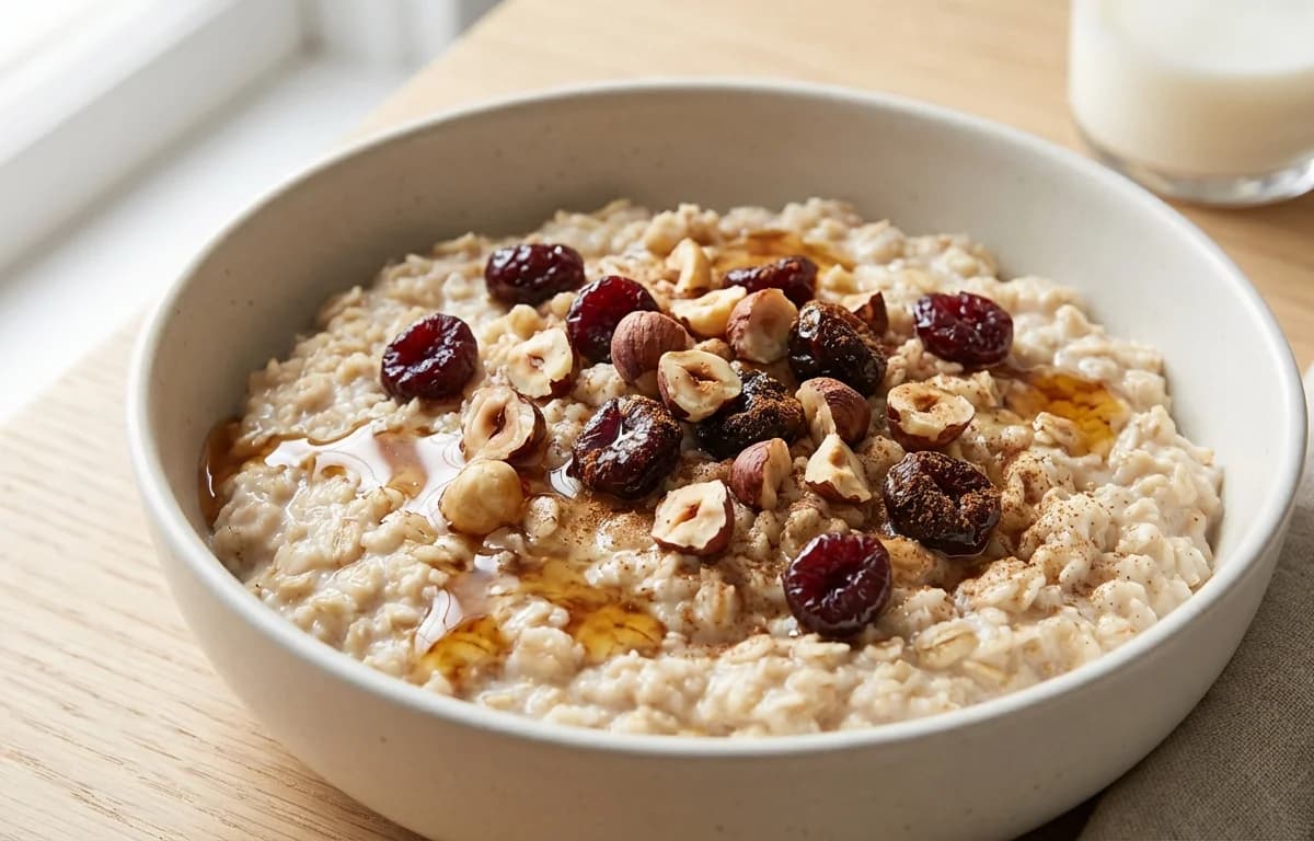 Oatmeal with Hazelnuts and Dried Cherries