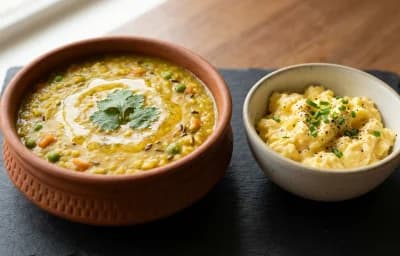 Scrambled Eggs with Bajra Khichdi