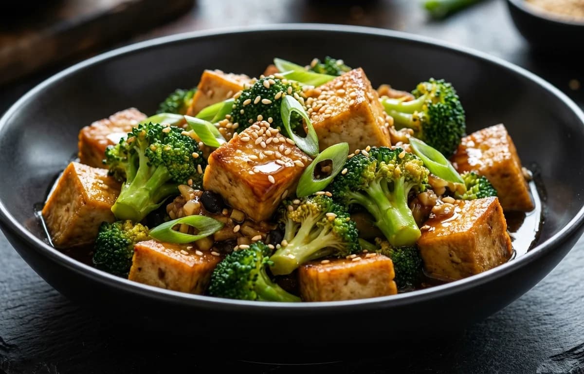 Tofu and Broccoli in Black Bean Sauce
