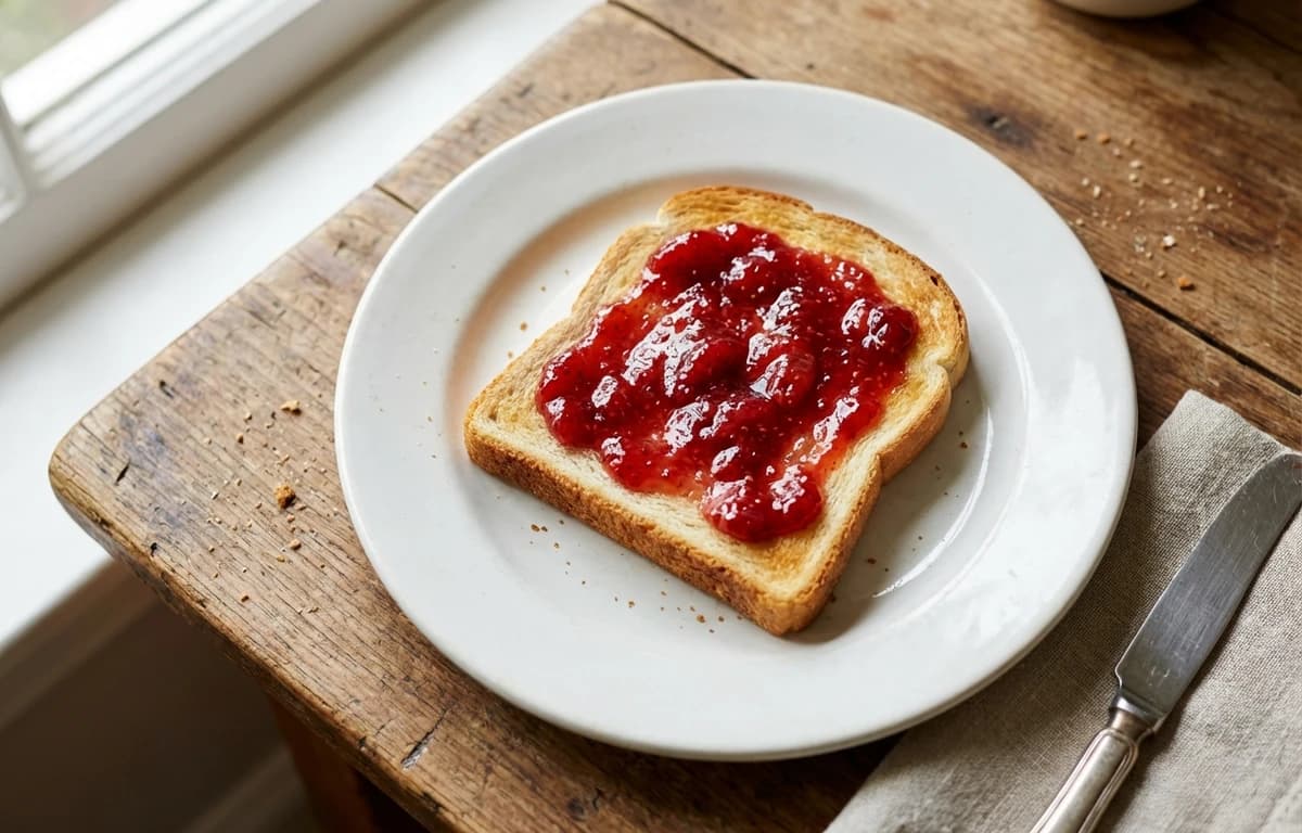 White Toast with Strawberry Jam