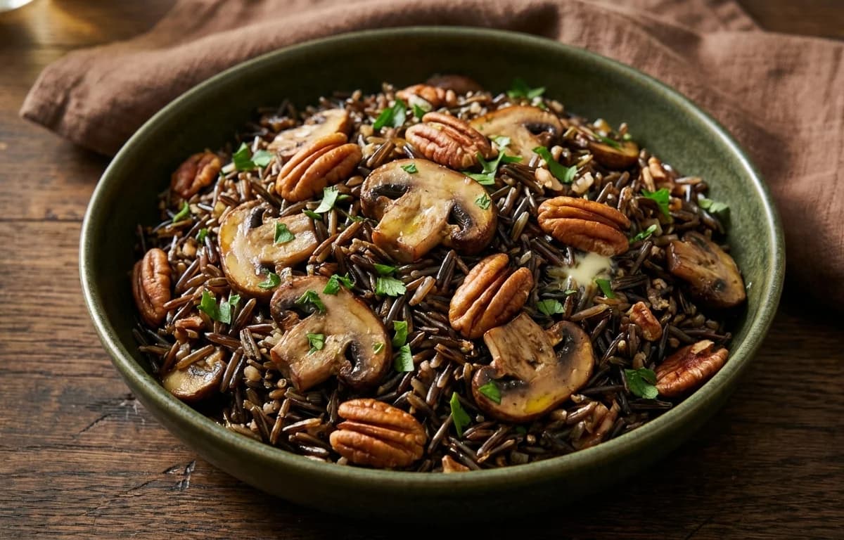 Wild Rice Pilaf with Mushrooms and Pecans